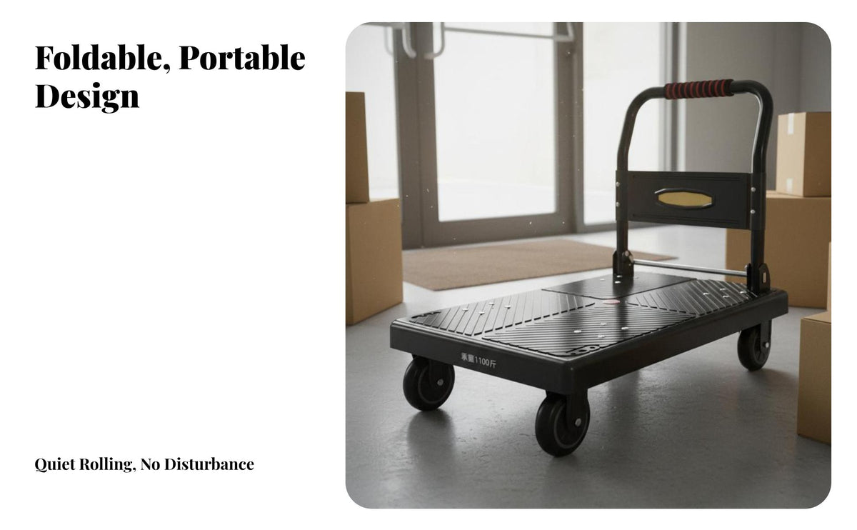 Space-Saving Foldable Platform Cart Easy Maneuverability Flatbed Dolly Cart Multipurpose Collapsible Platform Dolly Heavy Duty for Delivery Drivers, Warehouse Workers, Homeowners, Home, Workshop, Garage, Office