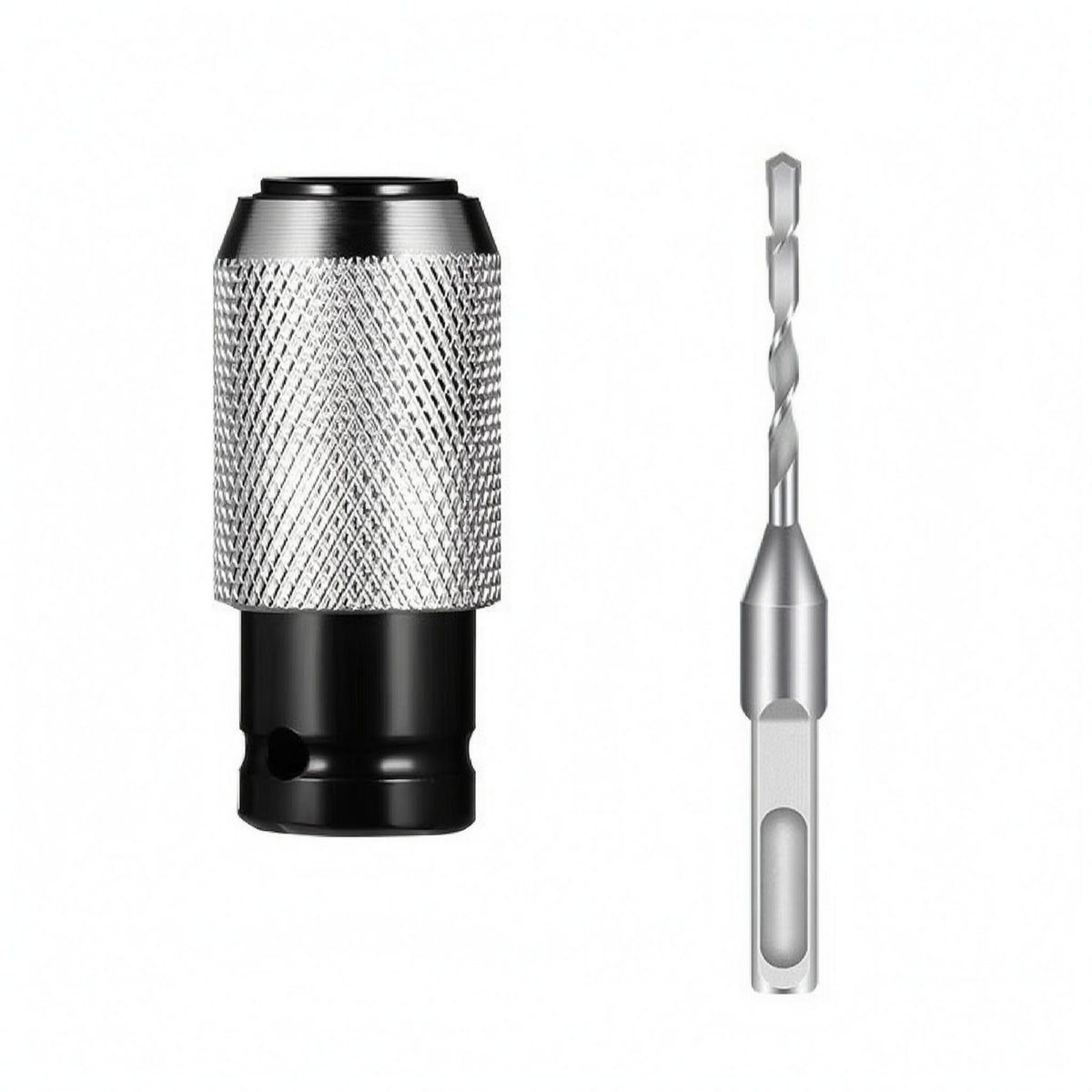 Knurled Grip Electric Wrench Drill Adapter Silver and Black Hammer Drill Adapter Compact Rotary Hammer Converter Cylindrical