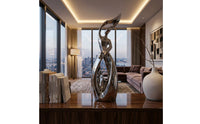 Abstract Human Figure Sculpture Tall Polished Abstract Figure Narrow Desk Ornament for Living Room