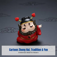 Zhong Kui Cartoon Resin Figurine, Office Desk Anti-Negativity Decor, Car Dashboard Decoration