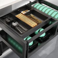 Under Sink Organiser, Kitchen Pull Out Organiser, Space Aluminum Pull Out Drawers for Cabinets, Single Layer Drawer Type for Cleaning Supplies