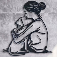 Metal Silhouette Wall Decor Pet Lover Gift Child and Pet Wall Art Effortless to Hang Line Wall Art