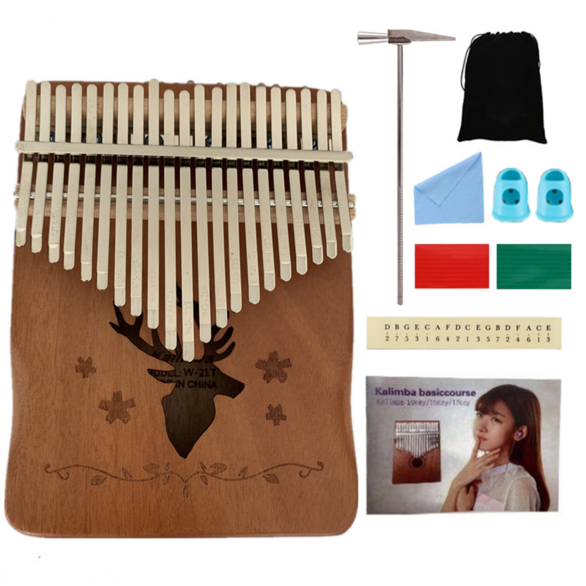 Wooden 21-Key Kalimba Acoustic Kalimba with Safeguarding Case Handheld Thumb Piano with Instructions Compact for Music Lovers, Home