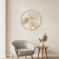 Gold Ginkgo Foliage Decor Openwork Ginkgo Foliage Decor Metallic for Living Room, Bedroom, Entryway