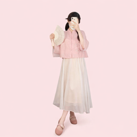 Women Floral Embroidered Shirt with Button Design for Summer Casual Wear, Chinese Style Blouse with Inner Lining, Lightweight Polyester Top
