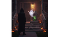 Lighted Inflatable Tombstone with Ghost Outdoor Inflatable Ghost with Tombstone Spooky Inflatable Halloween Decoration Scary for Lawn