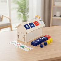 Wooden House Toy with Tiles Fine Motor Shape Sorter House Color Matching
