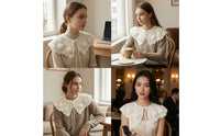 Decorative Detachable Lace Collar Scalloped Lace Collar Lightweight False for Girls