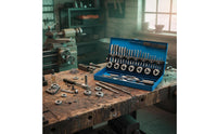 Hand Tap Bit Set Full Size Range Metal Threading Set Storage Case Thread Cutting Kit for Mechanics, Workshop, Repair Job, Garage