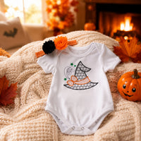 Halloween Infant Bodysuit Soft Material Embroidered Infant Bodysuit Skin-Friendly Short Sleeve Halloween Outfit for Young Children, Costume Parties
