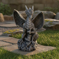Western Dragon Statue Resin Dragon Statue Realistic Details Fantasy Creature Sculpture for Collectors, Garden, Lawn, Patio
