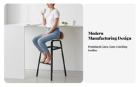 Industrial Aesthetic Saddle Seat Bar Stool Modern Design Backless Saddle Stool Sturdy Frame Counter Chair Built-in Footrest for Homeowners, Adults, Business Owners, Cafe, Kitchen, Dining Area
