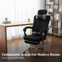 Height Adjustable High-Back Recliner with Footrest Reclining Function Ergonomic Recliner with Footrest Effortless Rolling Wheels Desk Chair 160-Degree Recline for Telecommuting Workers, Students, Gamers, Restping, Relaxing, Studying, Study Room