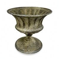 Metal Vase Distressed Pedestal Vase Urn Weathered Textured for Living Room, Dining Table
