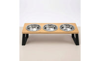 Raised Pet Bowl Stand with Stainless Steel Bowls Easy to Clean Raised Pet Feeder with Three Bowls Organized Triple Bowl forDogs