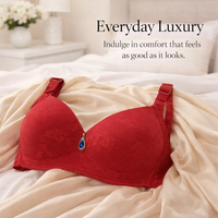 Push Up Bra for Women with No Underwire and Thin Padded Cups, Comfort Support with Wide Back Smoothing and 3/4 Coverage