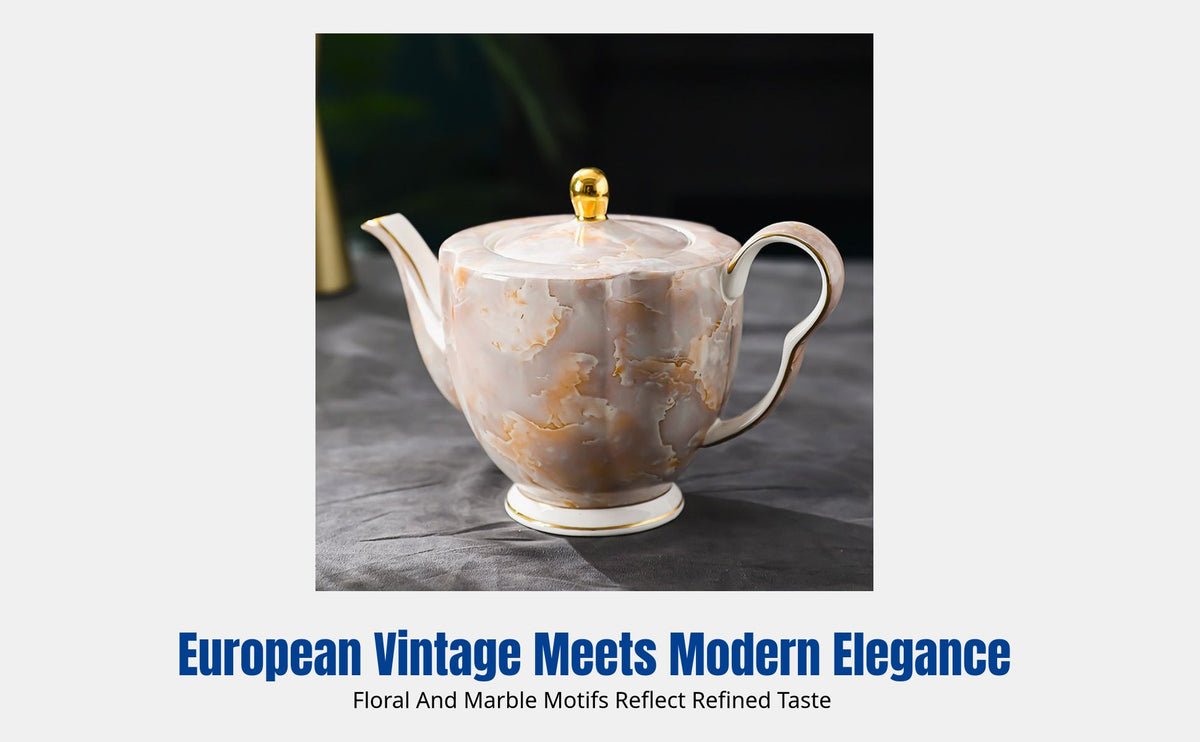 Drip Over Coffee Pot, Bone China, European Vintage, Elegant Teapot for Afternoon Tea