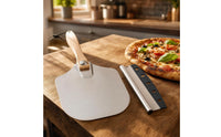 Pizza Peel with Wood Handle Easy to Clean Pizza Peel Metal Tool for Home Chefs