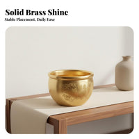 Feng Shui Treasure Bowl Auspicious Feng Shui Prosperity Basin Finely Crafted Brass Treasure Basin for Business Owners, Collectors, Living Room, Office