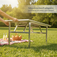 Portable Stainless Steel Folding Table for Camping, Picnics, BBQ, and Markets - Easy Setup