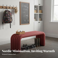 Minimalist Design Backless Utility Bench Multi-Functional U-Shaped Waterfall Bench Space-Saving Entryway Stool Comfortable Cushioning for Families, Homeowners, Renters, Hallway, Living Room, Bedroom