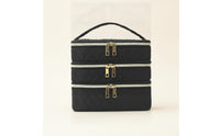 Travel Makeup Bag with Handle Multi-Functional Travel Makeup Bag with Compartments Structured Three-Layer Cosmetic Organizer for Overnight Stays