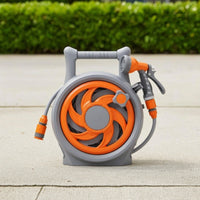 Portable Hose Reel with Spray Nozzle Compact Hose Storage Reel Handheld Organizer Convenient for Gardeners, Homeowners, Gardens, Car Washing, Patios