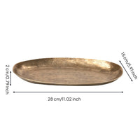 Oval Aluminum Tray Low-Profile Decorative Metal Tray Versatile for Tabletop Organization, Coffee Table, Tea Service