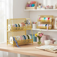 Ribbon Storage Rack Space Saving Multi-Tier Ribbon Rack Tiered Storage Basket Shelf Easy Assembly Washi Tape Holder for Florists
