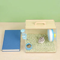 Portable Hamster Cage with Full View Acrylic Hamster Cage Walls, Wood Handle Travel Hamster Cage for Small Pet Travel and Outdoor Travel Use