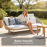 Woven Rope Sofa and Armchair Set Waterproof Outdoor Furniture sturdy Wood Frame Patio Furnishing for Hotel Owners, Homeowners, Backyard, waterside, Deck