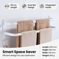 Metal Towel Bar and Wall Mounted Washroom Organizer, Multi-Layer Rack Bathroom with No-Drill Installation