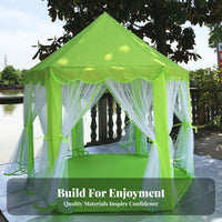 Six-Sided Hexagonal Play Tent Transparent Curtains Princess Play Tent Pointed Roof Toy Shelter Decorative for Children