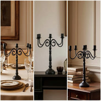 Ornate Candelabra Shiny Retro Candelabrum Pedestal Candle Holder with Arms Polished for Photographers, Weddings, Mantel