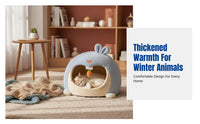 Soft-Textured Cave Bed Warm and Warm hareShaped Pet Den Semi-Enclosed Design Soft Texture for Felines, Winter Use, Sleeping
