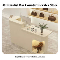 Modern Reception Counter Multi-Functional Reception Desk with Storage Rounded Corner Design Front Desk Table with Storage for Boutique, Store