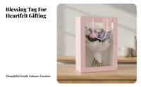 Clear Window Gift Bag Large Capacity Flower Bouquet Bag Comfortable Handles Rectangular Display Tote for Florists, Family Appreciation Day, Birthdays