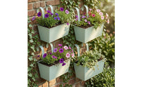 4 Pieces Railing Planter Box Curved Hooks Fence Hanging Planter Rectangular Garden Container