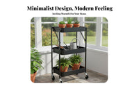 3-Tier Rolling Cart Easy Assembly 3 Tier Storage Rack Heavy Duty for Living Room