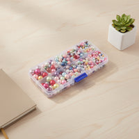 Multi-Size Pearl Assortment Assorted Plastic Pearl Beads Round Bead Box with Latch Lustrous for Designers