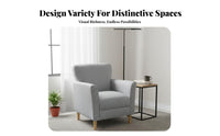 Modern Minimalist Design Curved Single Sofa Nordic Inspired Armchair Space-Saving Accent Chair Thick Cushioning for Apartment Dwellers, Homeowners, Young Adults, Living Room, Bedroom, Home Office, perusing alcove