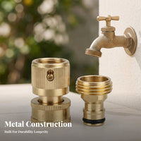 Leak-Resistant Brass Hose Connector Pair Knurled Grip Garden Hose Quick Connector Black Sealing Rings Quick Connect Coupler American Thread
