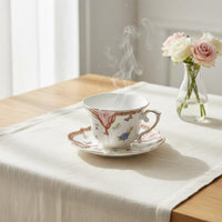 Vintage Floral Teacup and Dish Elegant Design Gold Edge Ceramic Teacup Gold Trim Coffee Mug Set Versatile for Home Decor