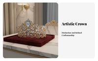 Baroque Pageant Crown Elegant Design Adjustable Queen Crown Sparkling Bridal Headpiece Luxury Look Full Circle Crystal Tiara