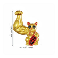 Auspicious Cat Figurine Tabletop Waving Cat Statue Wealth Symbol Desktop Auspicious sculpture for Front Desk Display