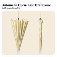 Water 24 Rib Umbrella Wind Resistant 24 Rib Stick Umbrella Reinforced Frame for Couples, Car Owners