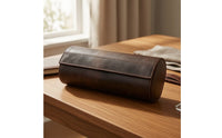 Leather Watch Roll with Hinged Lid Portable Watch Storage Case Padded Organizer Compact for Collectors