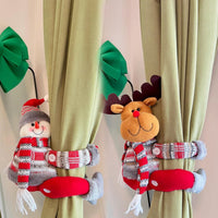 Santa Yuletide Figure Hanging Artistically Designed Design Fuzzy Material Character Curtain Holder Soft Textile Fuzzy Material Curtain Holder