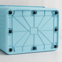 Storage Box with Lid, Clothes Case, Striped Pattern, Sky Blue, 40-50L, with Casters, 81x60x48cm