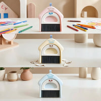 2 Pieces Compact Desktop Cleaning Set Handheld Mini Dustpan and Brush Set Space-Saving Hand Broom with Dustpan Portable for Office Workers, Students, Keyboard, Dorm Room
